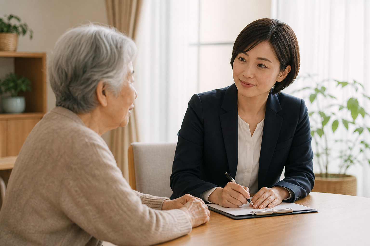 掲載基準を考える家族の様子